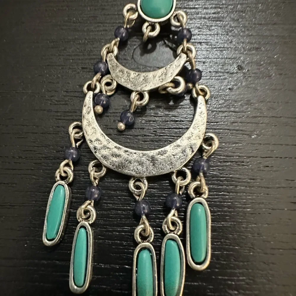 Lucky Brand Blue and Silver Boho Earrings - Picture 4 of 4